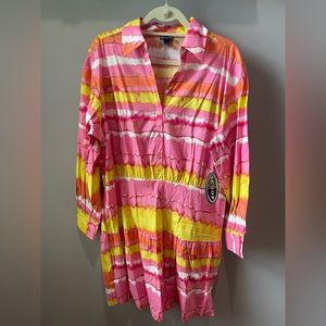 NWT Scoop NYC collared shirt dress tie dye